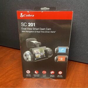 Cobra-SC 201 Dual-View Smart Dash Cam with Built-In Cabin View Brand New